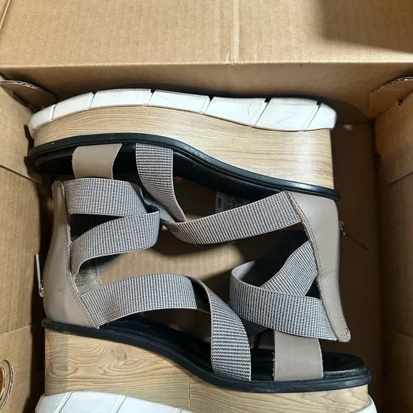Sorel Tan and Gray Joanie III Sport Strap Wedge Sandal - Picture 8 of 9